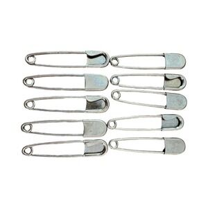 Lot of 10 VINTAGE MILITARY SURPLUS LARGE 5" STAINLESS STEEL SAFETY LAUNDRY PINS